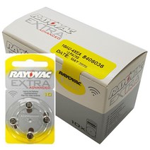 레이오백 RAYOVAC 건전지 보청기 배터리 10AU / 13AU / 312AU / 675AU - 4알*10SET=40알 (1박스), 10개, 4개