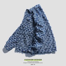 바둑판 체크 데님 코트 남성 한국판 루즈핏 자켓