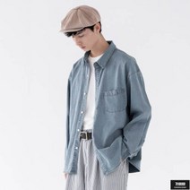 가바바 남성 청남방 오버핏 Mr.Montmartre 블루 미니멀 BF 데님 셔츠 G58133