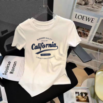 면반팔티셔츠 화이트 유럽 상품 보이핏 볼륨 순 2023 년 여름 언발 슬림 반팔셔츠 트렌드 4997514953