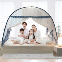 바닥있는 양문 원터치 모기장 침대 텐트형 대형 휴대용, 그린 패밀리(3인이상)