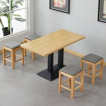 식당테이블 레스토랑 식탁 원목 식당탁자 업소용 테이블 카페 4인용 인테리어, F. 120x60CM 테이블 + 다크그레이 의자x4