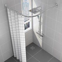 욕실 패브릭 방수 샤워커튼 화장실 가림막 패브릭 체크무늬 그레이 180X180cm, 1개
