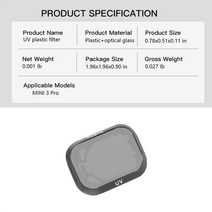 카메라 드론 미니 3 Pro UV CPL ND/PL8 16 32 64 DJI Mini 용 중성 밀도 조정 가능한 편광 렌즈 필터 키트, 01 UV Filter