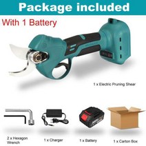 30mm 자동 전지 전정 가위 충전식 독일 휴대용 배터리 전동 전기 무선 원예 가지치기 Makita 호환, 1 배터리