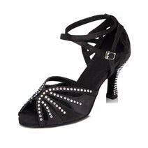 TTdancewear 여성용 라인스톤 볼룸 댄스 슈즈 라틴 살사 퍼포먼스 슈즈 -7.6cm 힐 8, 6, Black-2.5inch Heels, Black-2.5inch Heels