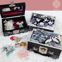 [라온제나 웨딩]칠기 직보석함(대) 자개함 나전칠기 전통 보석상자 혼주 선물상자 악세사리 보관함 외국인 친구선물 바이어선물, 3번. 칠기 직보석함 (대) - 나비 (흑)