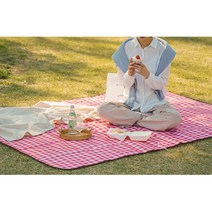 캠핑 한강피크닉 커플데이트용 체크무늬 방수 돗자리 /주문전 필수문의 / 주말캠핑 즐거운캠핑 휴양 불멍, 브라운 200x150