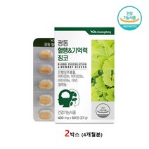 식약처인증 징코 기억력 혈행 개선 영양제 징코빌로바 은행잎 추출물 포스파티딜세린 정, 2개, 60정