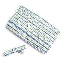 20색 10mm 자수리본 플라워 면테이프 스트랩 1롤(22Y), 10.화이트-딥블루