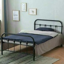 케이로 유럽스타일 블랙 화이트철제 침대프레임 심플한 철제 싱글 침대 프레임 원룸 호텔 싱글침대, 150x190+5CM 얇은 갈색