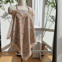 [토베] 페이즐리 레이스 개인 위생 앞치마 큰손수건 겸용 무릎덮개, 카키