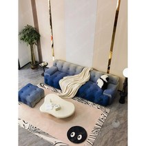 3인 4인 쇼파 소파베드 아쿠아텍스 렌탈 룸 거실 휴게실 사장실, 3D그라데이션패브릭스카이블루