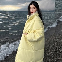 Y.GA 겨울 패션 여성 롱 패딩 여자 경량 하이넥 보온 코트 헐렁헐렁한 빵옷 겉옷