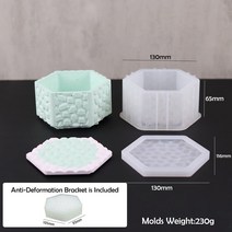 도자기공예 만들기 도구 물레 DIY다이아몬드 패턴 커버 병 실리콘 금형 DIY 석고 양초 항아리 콘크리트 화, 03 Hexagon