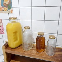 사각 레트로 유리병 4size 델몬트 훼미리 쥬스병 카페 물병 보리차 주스병 유리공병, 245ml