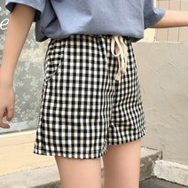 ♪앵콜상품♬♩ 여자 체크 허리밴딩 여성 청 캐주얼룩 숏팬츠 여름 반바지 (‡*tPO)
