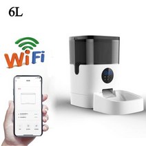 애완동물 자동급식기 지능형 애완 동물 스마트 푸드 디스펜서 자동 원격 가시성 피더 타이밍 카메라 음성 녹음기, 6L WIFI  No Camera+Not Adapter