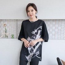 eTV 엄마옷 마담4060 블랙나염블라우스-RBL303074-