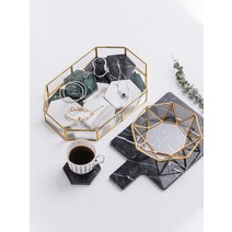 화장품 향수 트레이 수납함 보관함 진열대 정리대, 상세이페이지 참고, 구리 막대 유리 팔각형 직사각형 플레이트 대
