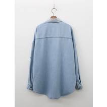 여자 데일리 개성있는 트렌디 청청코디 배색 데님 셔츠