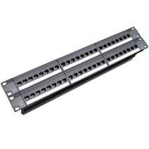 19 인치 1U 캐비닛 랙 통과 통과 24 포트 CAT6 패치 패널 RJ45 케이블 어댑터 키스톤 잭 모듈러 프레임, 하나, 검은 색