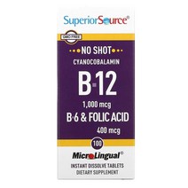 슈페리어쏘스 시아노코발라민 B-12 1000mcg 100 Instant Dissole 정, 5병, 100개