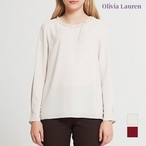 올리비아로렌 아울렛 이월 가을 프릴넥 비즈장식 블라우스 VOCALVF7311
