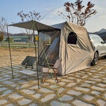 차량도킹텐트 차량용텐트 차박꼬리텐트 차박용 텐트 모기장 스포티지 QM6 차박도킹텐트, 베이지+입구폴대+우레탄창+20cm확장