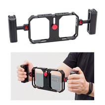 듀얼 핸들 휴대폰 촬영 케이지 그립 세트 스마트폰 유튜브 브이로그 조명 마이크 추가 장비 장착 AC-N45 AC-N46, 1개