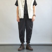 브이와이 남자 항아리 면바지 무릎 핀턱 밴딩 벌룬 팬츠
