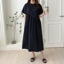 여자 시크 라운드 오피스룩 나일론 시원한 롱원피스