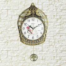 [KT알파쇼핑]새장추시계(브라운) 벽시계 시계 단면시계 집들이 선물 디자인시계, 단일상품_W798505