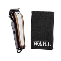 WAHL 왈 Professional 클리퍼 바리깡 프로페셔널 5성 무선 범례 헤어 블랙 및 실버 이발사 타월 번들