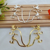 뒷꽂이만들기 뒤꽂이재료 비녀만들기 한복비녀 합금 더블 크레인 양면 두꺼운 벨트 링 고대, 골드 1쌍