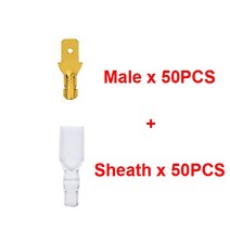 암컷 스페이드 콜드 크림프 터미널 커넥터 자동차 스피커 전선 세트 플러그 스프링 2.8mm 6.3mm 00 개, 05 Gold M w S_03 6.3mm
