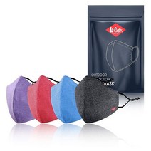 Lee Cooper HeiQ HyProTecht 필터 및 최소한의 김 서림이 있는 면 페이스 마스크, Melange - Black Blue Red Pu