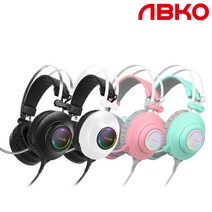 앱코 N550 ENC 가상 7.1 RGB 진동 노이즈 캔슬링 마이크 3D 초경량 게이밍 헤드셋, 핑크