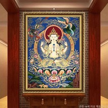 안묵 보석십자수 불상 불교 종교 보석십자수 재료 만들기 세트 전체 큐빅 비즈 인테리어 그림, 100x135cm