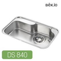 [풀세트 ] 백조 씽크볼 DS840 0.8T 사각 주방 대형 언더 싱크볼 (배수구+와이어바스켓+수세미망+반달커버), 우-배수구
