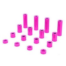 16pcs 알루미늄 스페이서 1.5mm 3mm 6mm 12mm 나사가이드 롤러 스탠드 오프 tamiya 미니 4wd 자동차 모델 용 예비 부품, 분홍색
