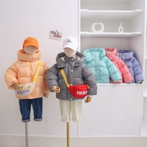 아동 체크 후드 패딩점퍼