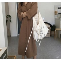 셔츠랩원피스 스트랩 롱원피스 하객룩 발목 원피스
