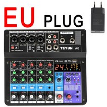 dj 디제잉 믹싱 레코딩 장비 소품 마이크 사운드 카드 풀 홈 파티 음악 재생 혼합 a4 콘솔 블루투스 usb 레코드 컴퓨터 48v 팬텀 전원 지연 반복 효과 4 채널 usb, a6 플러그