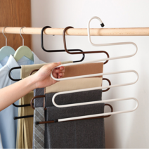 1+1+1 5단 논슬립 바지걸이 3개세트 청바지 정장바지 스카프 수건 치마 멀티 행거 옷걸이 철제 매직 바지걸이 3P, 브라운 5단 바지걸이 3개