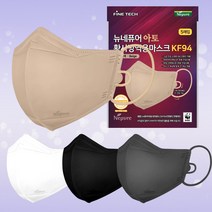네퓨어 KF94 30매 아토 새부리형 끈조절 황사 미세먼지 칼라 마스크, 아토 KF94 검정색 30매