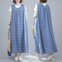 큰언니 빅사이즈 보트넥 청자수 민소매 롱원피스 BS05650#