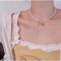 기본 장미꽃 지르코늄 진주 포인트 목걸이