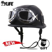 쇼에이 오픈페이스 티티앤코 헬멧 레트로 오토바이 전술 헬멧 독일어 빈티지 모토 도트 인증 스쿠터 하프 남녀공용, M, ZR-666-2