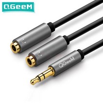 QGEEM-헤드폰 분배기 오디오 케이블 3.5mm 수 2 암 잭 3.5mm 분배기 어댑터 Aux 케이블 아이폰 삼성 MP3 p, 01 Almminum black_01 20cm